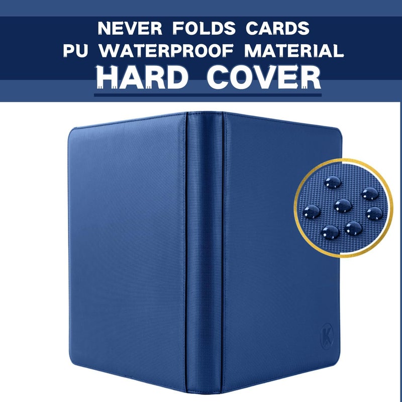 KUOOKING Toploader Binder, Holds 128+ Toploaders, 4 Pocket Top Loader Card Storage Case, Double-Sided Pockets for trading card in 3 x 4'' Toploaders（Navy Blue） - Image 3